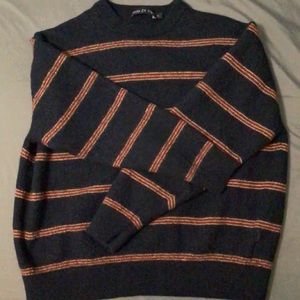 grunge burgundy and navy striped sweatshirt